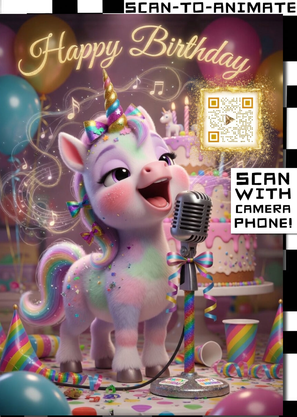 Happy Birthday QRaraoke Unicorn Card