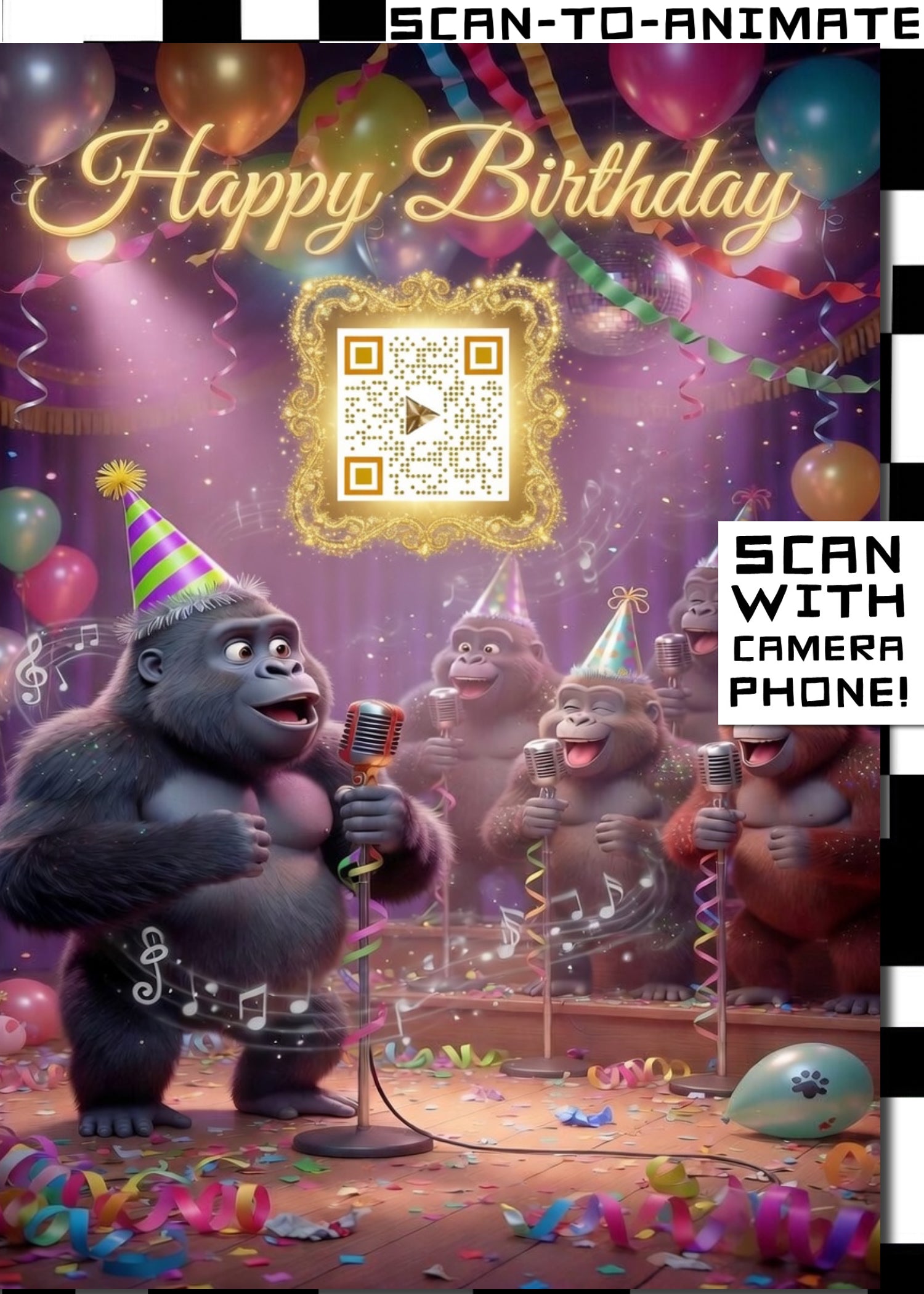 Happy Birthday QRaraoke Gorilla Card