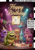 Happy Birthday QRaraoke Monsters Card