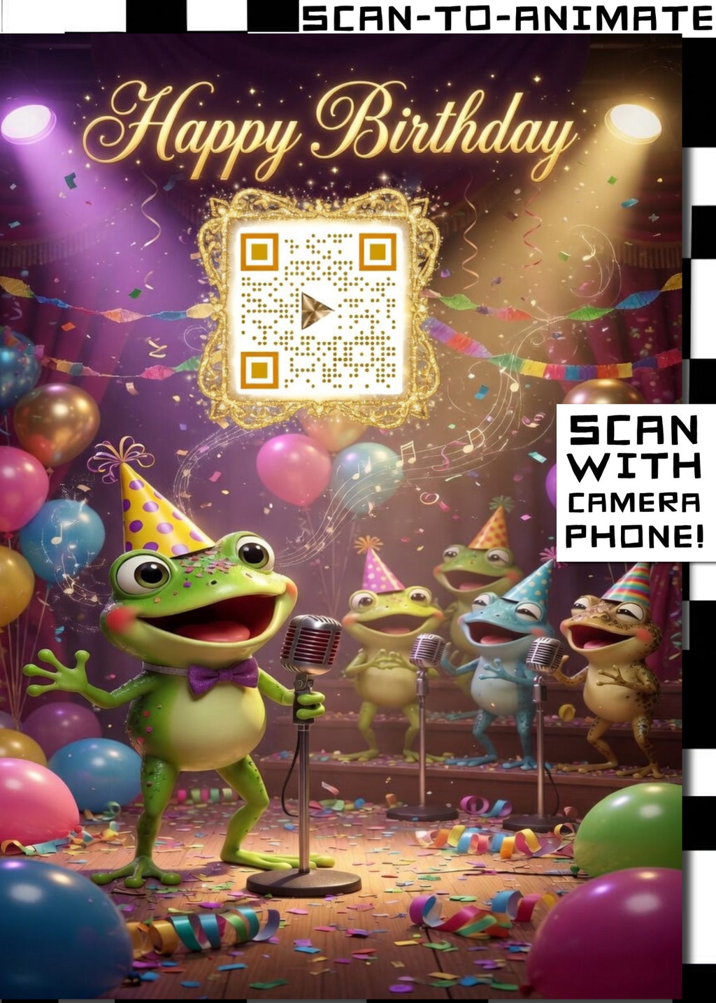 Happy Birthday QRaraoke Frog Card