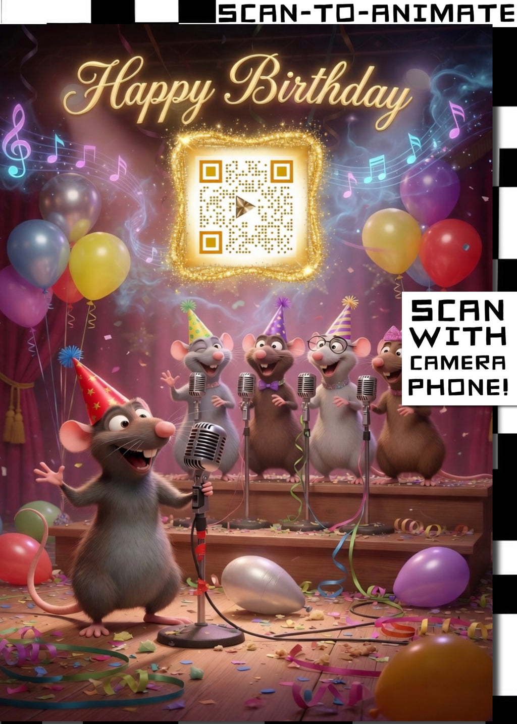 Happy Birthday QRaraoke Rat Card