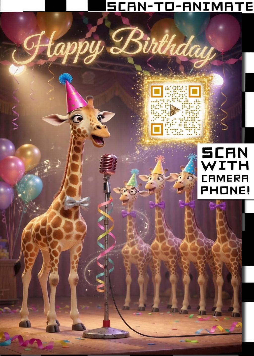 Happy Birthday QRaraoke Giraffe Card