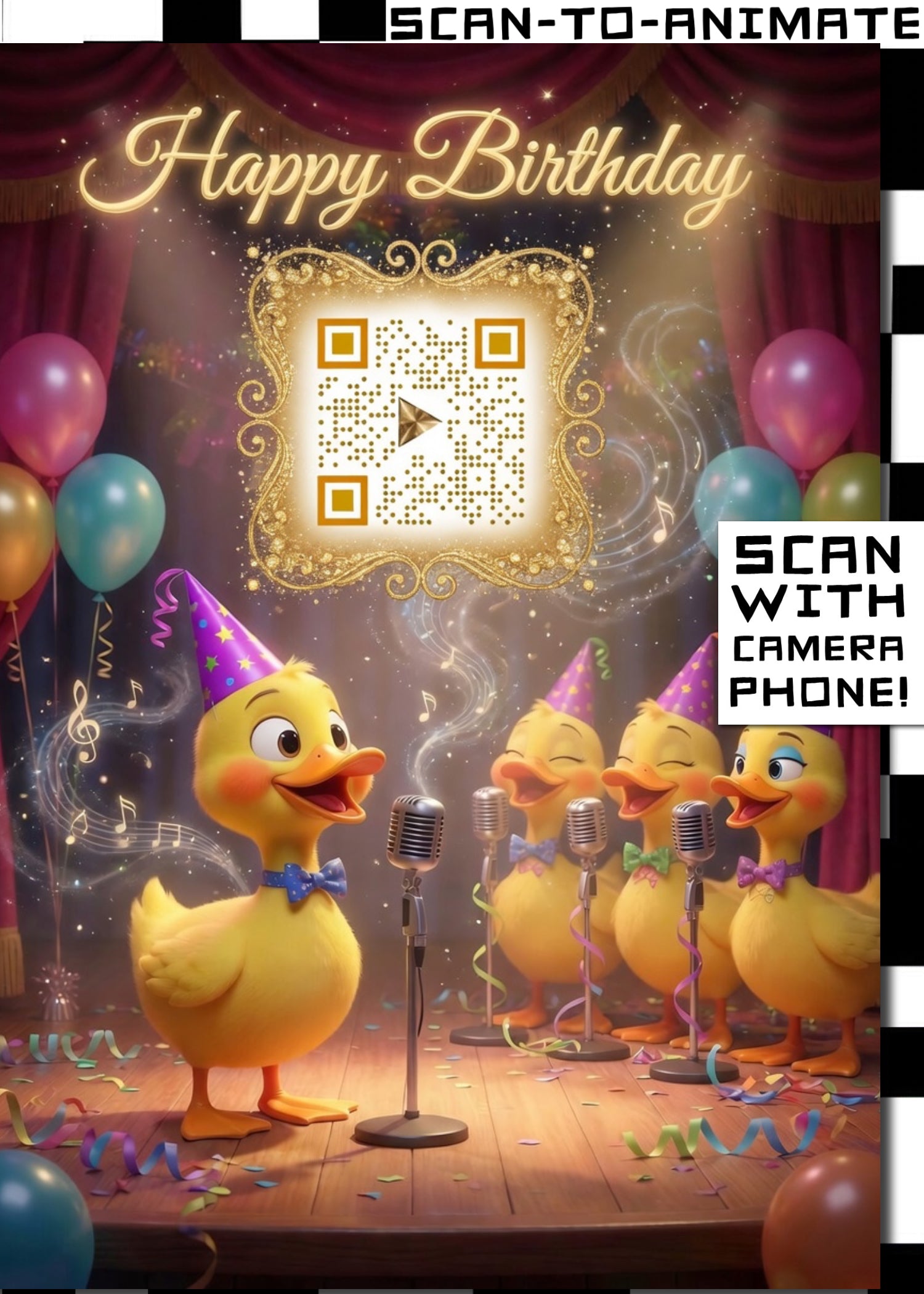 Happy Birthday QRaraoke Duck Card
