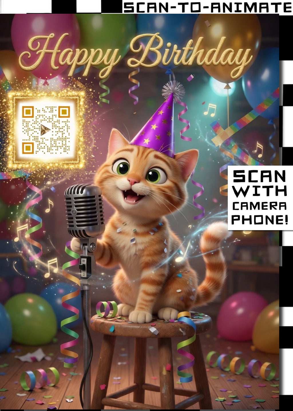 Happy Birthday QRaraoke Kitten Card
