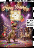 Happy Birthday QRaraoke T-Rex Card