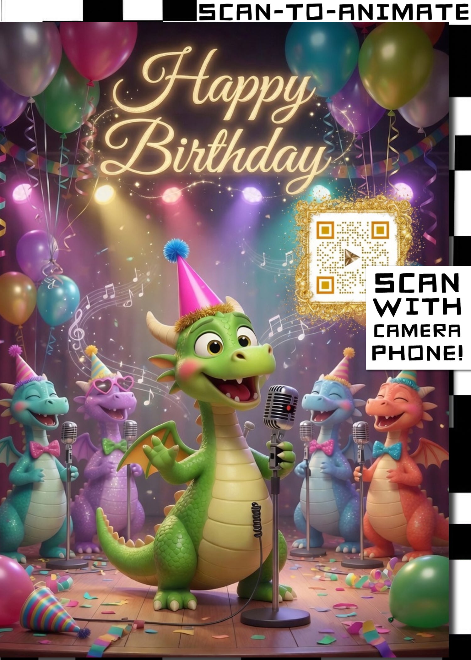 Happy Birthday QRaraoke Dragon Card