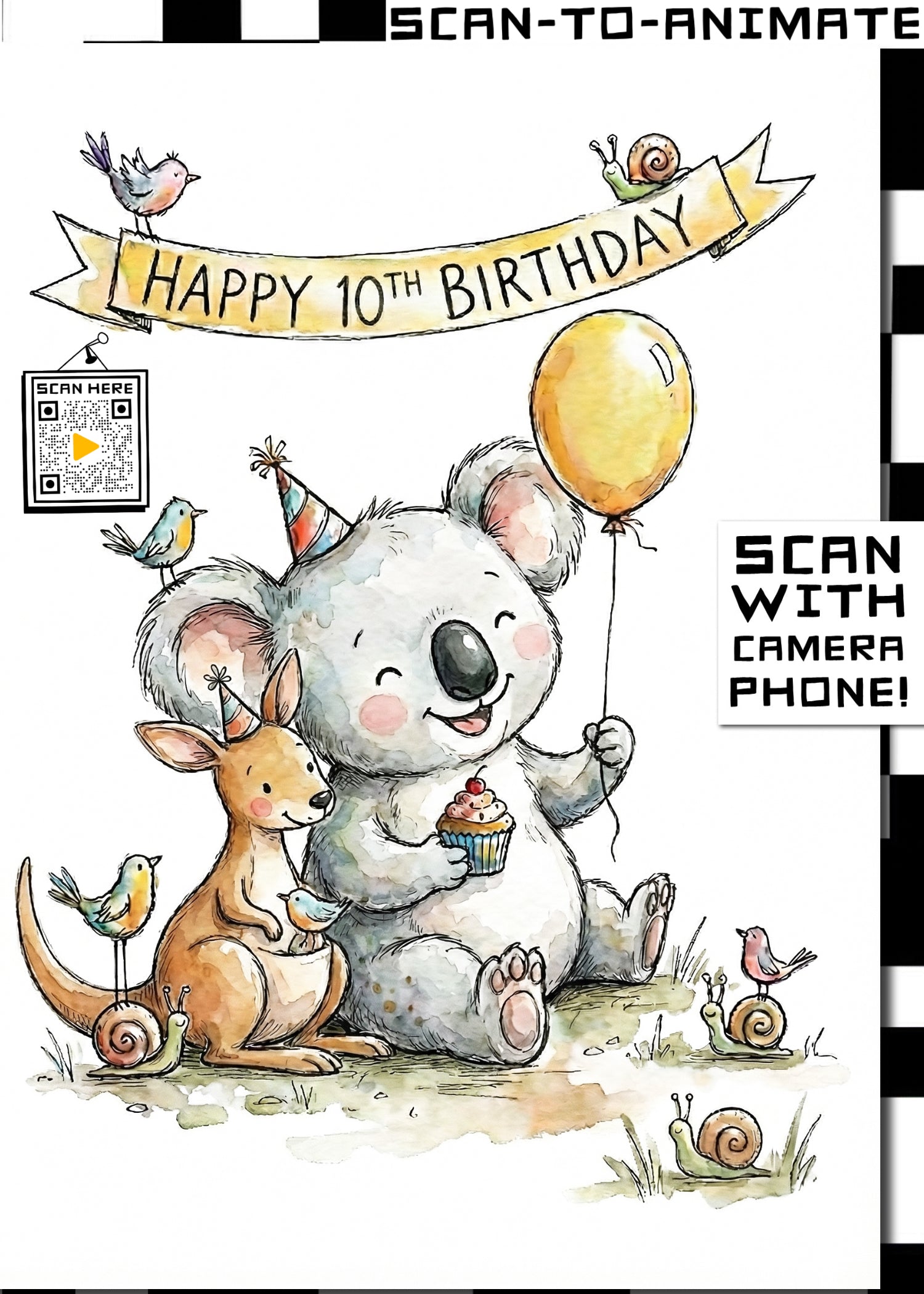 Happy 10th Birthday Koala Greeting Card