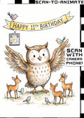 Happy 11th Birthday Owl Greeting Card