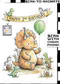 Happy 2nd Birthday Dinosaur Greetings Card