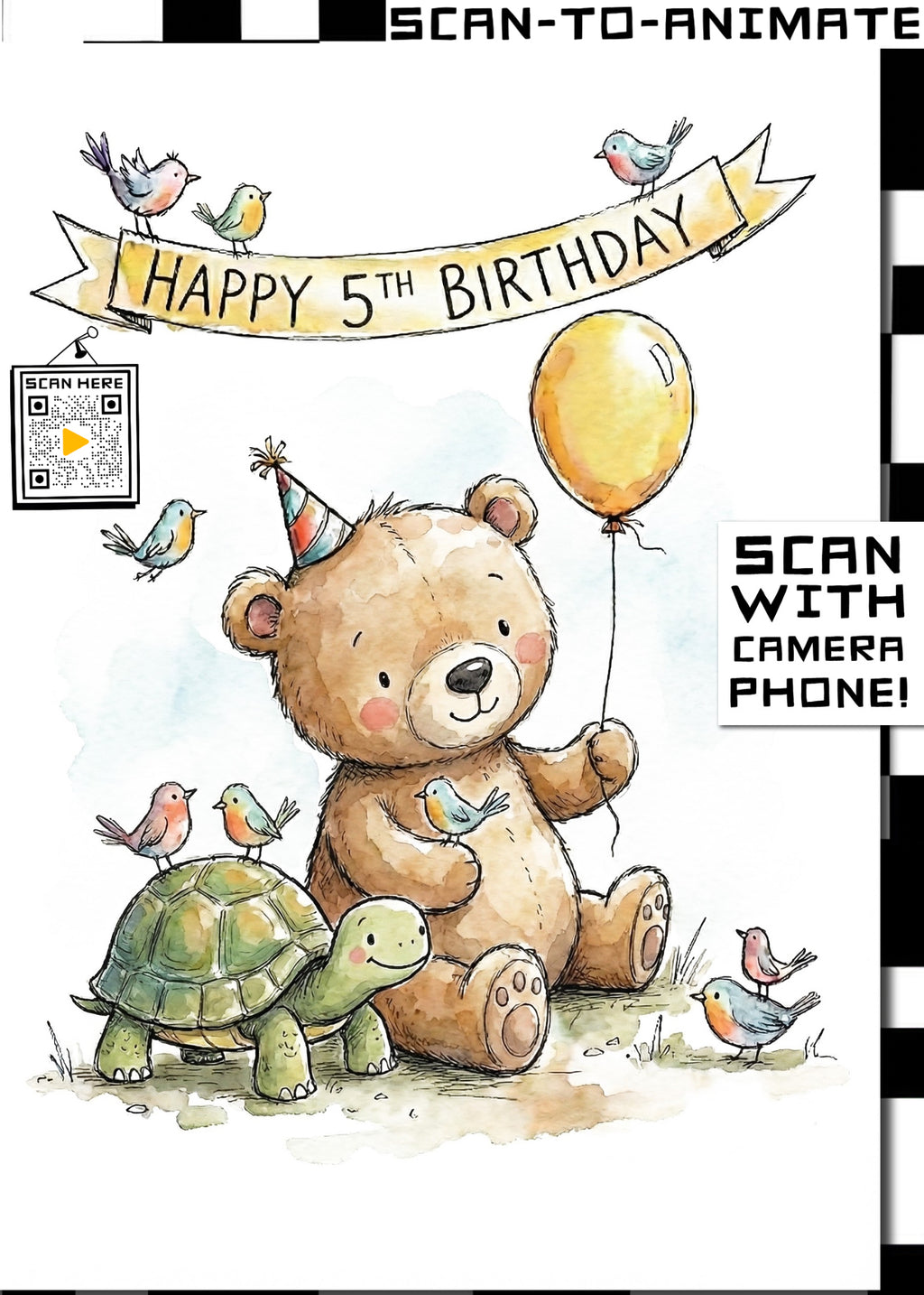 Happy 5th Birthday Teddy Bear Greetings Card