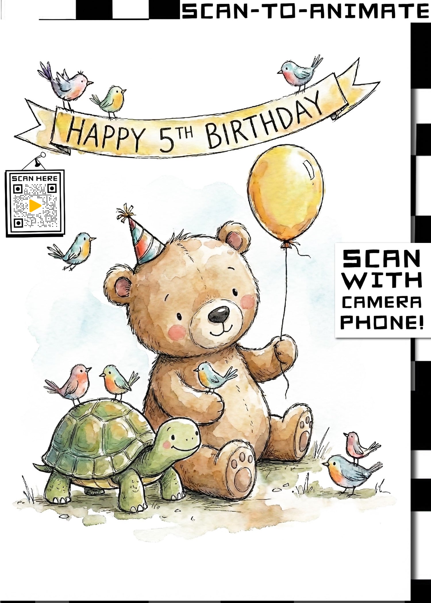 Happy 5th Birthday Teddy Bear Greetings Card