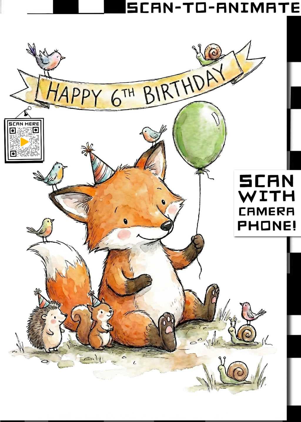 Happy 6th Birthday Fox Greetings Card