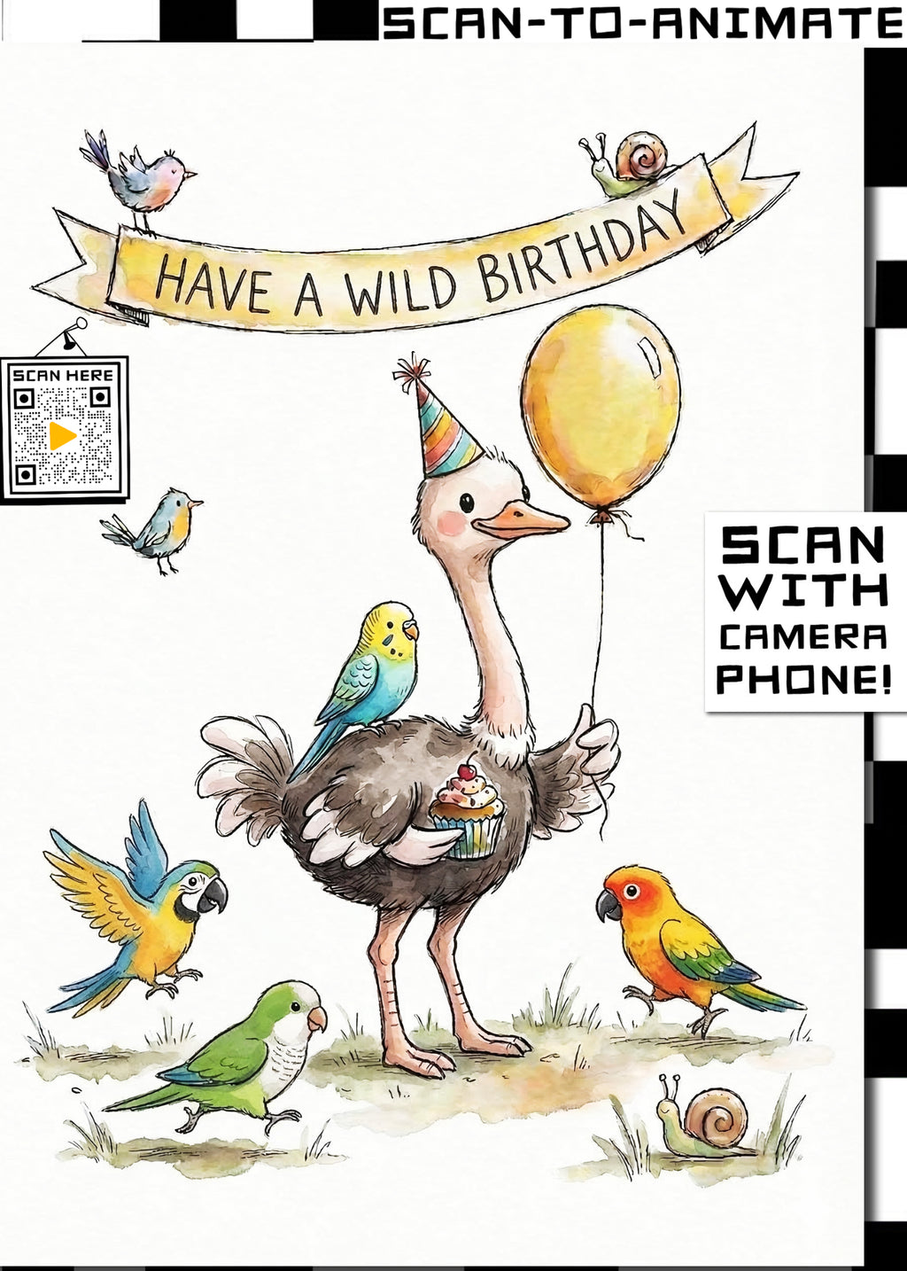 Happy Birthday Wild Ostrich Greeting Card