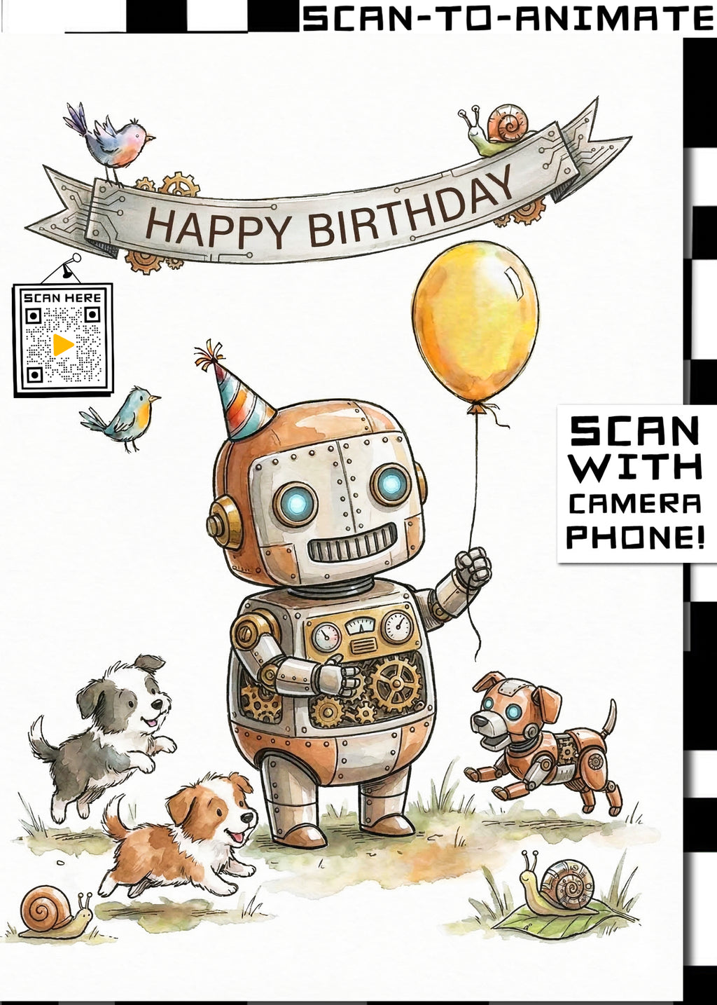 Happy Birthday Robot Greeting Card