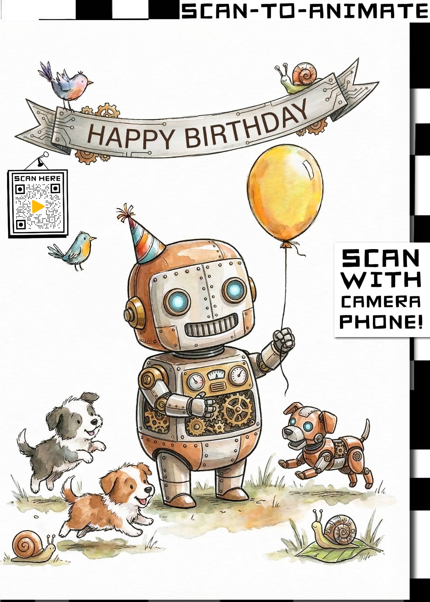 Happy Birthday Robot Greeting Card