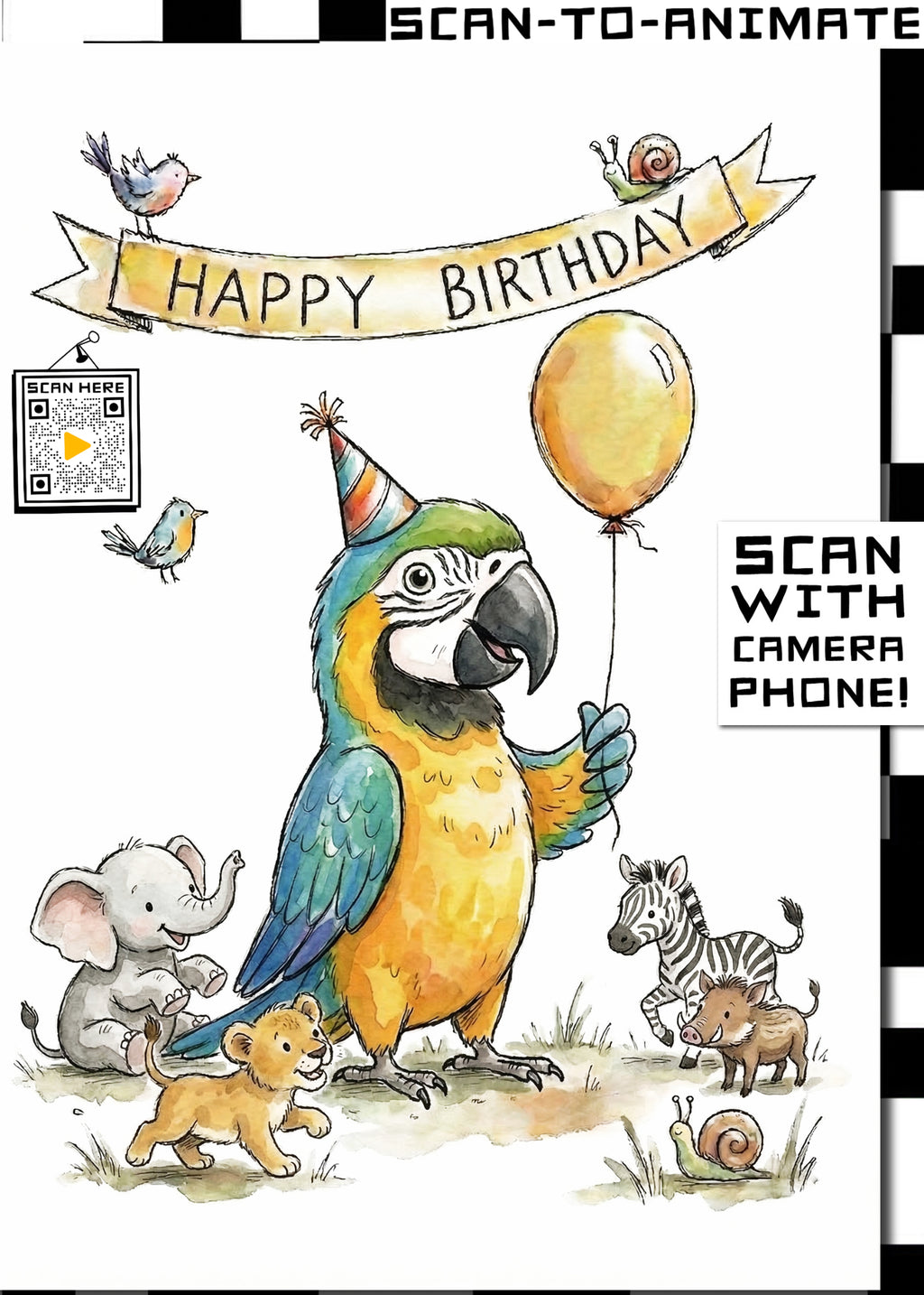 Happy Birthday Parrot Greeting Card
