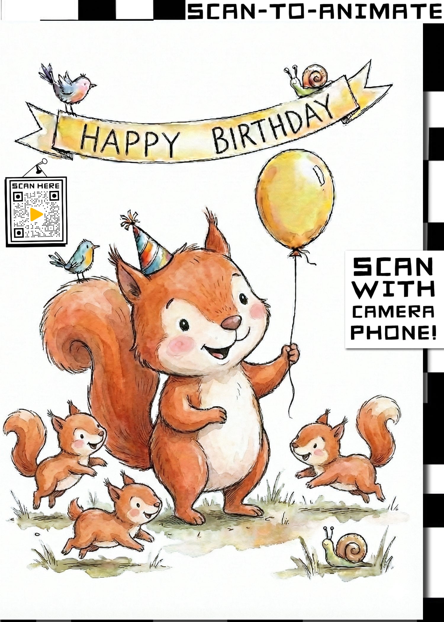 Happy Birthday Squirrel Greeting Card