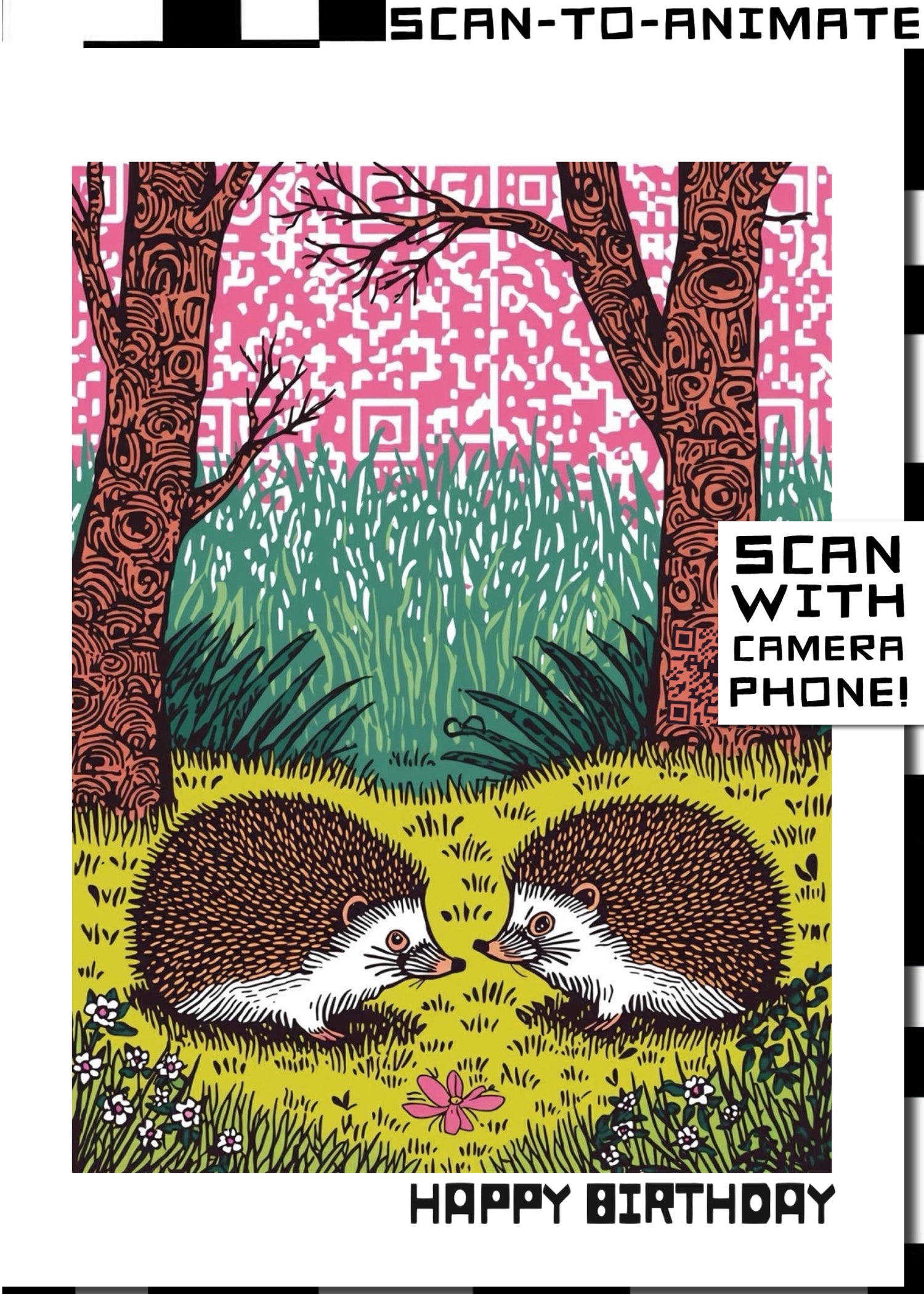Q-ART Hedgehog Happy Birthday Card