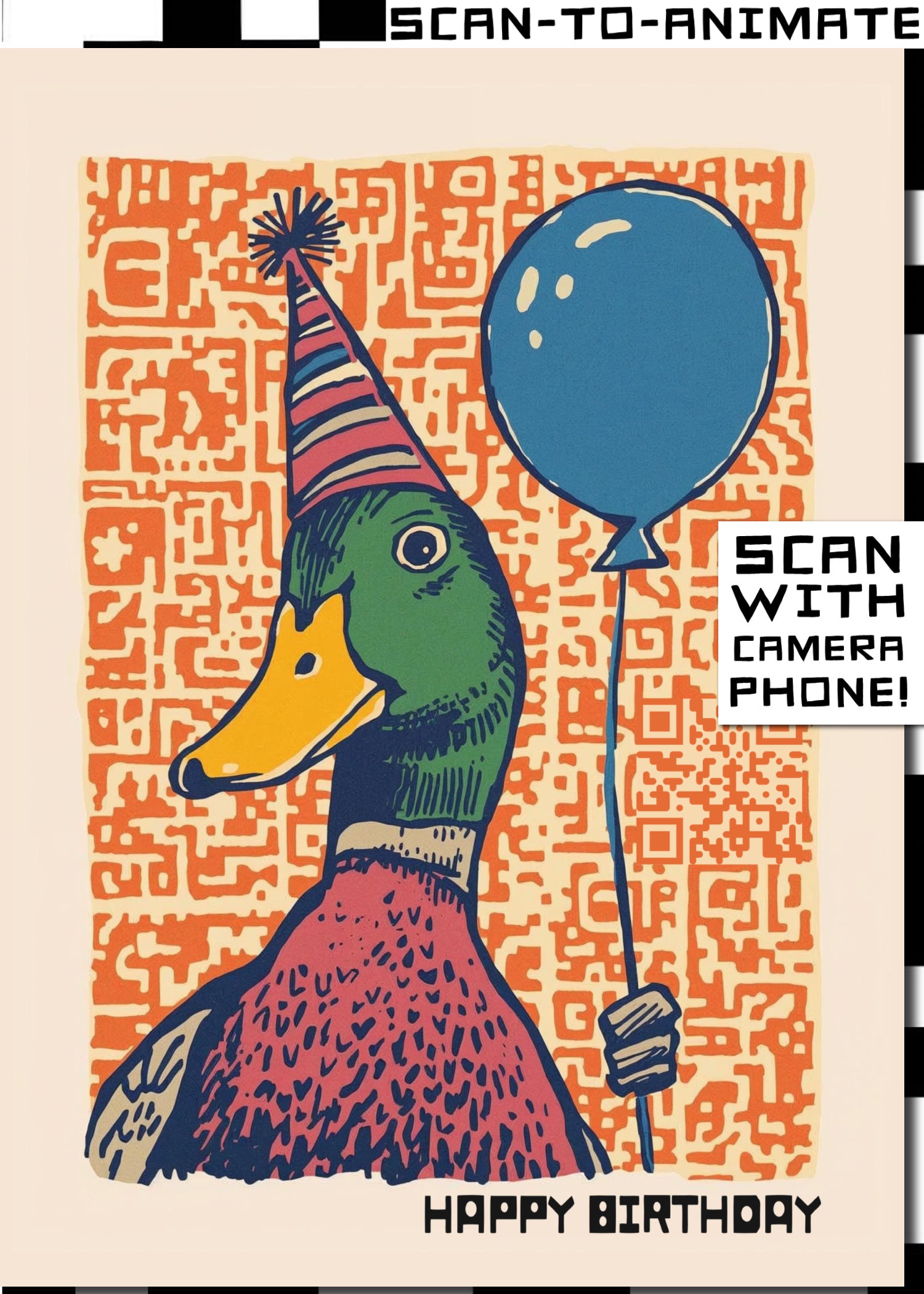 Q-ART Duck Happy Birthday Card