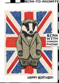 Q-ART British Badger Happy Birthday Card