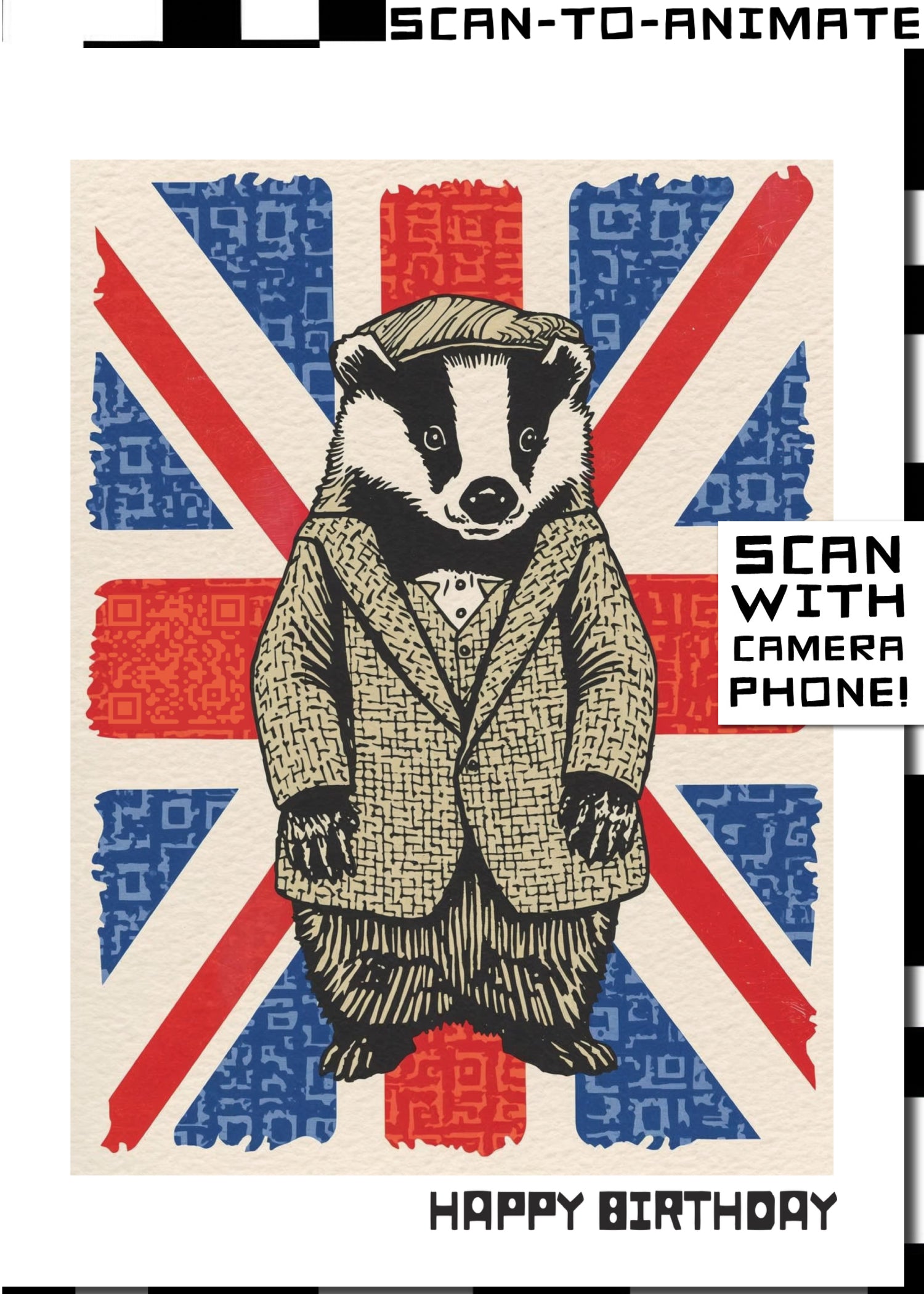 Q-ART British Badger Happy Birthday Card