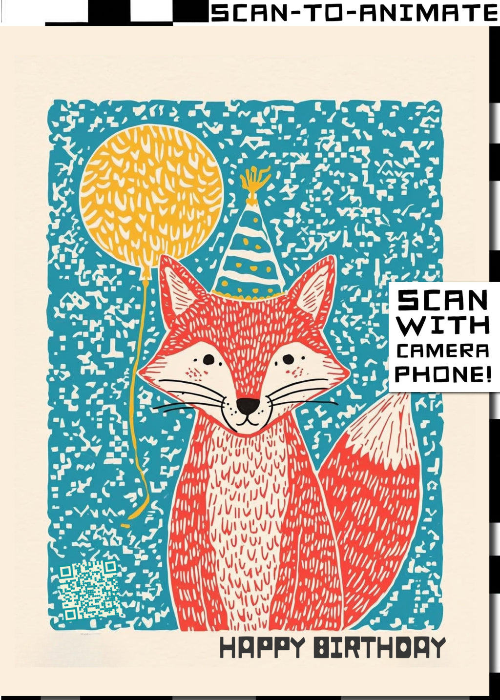 Q-ART Fox Happy Birthday Card