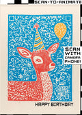 Q-ART Deer Happy Birthday Card