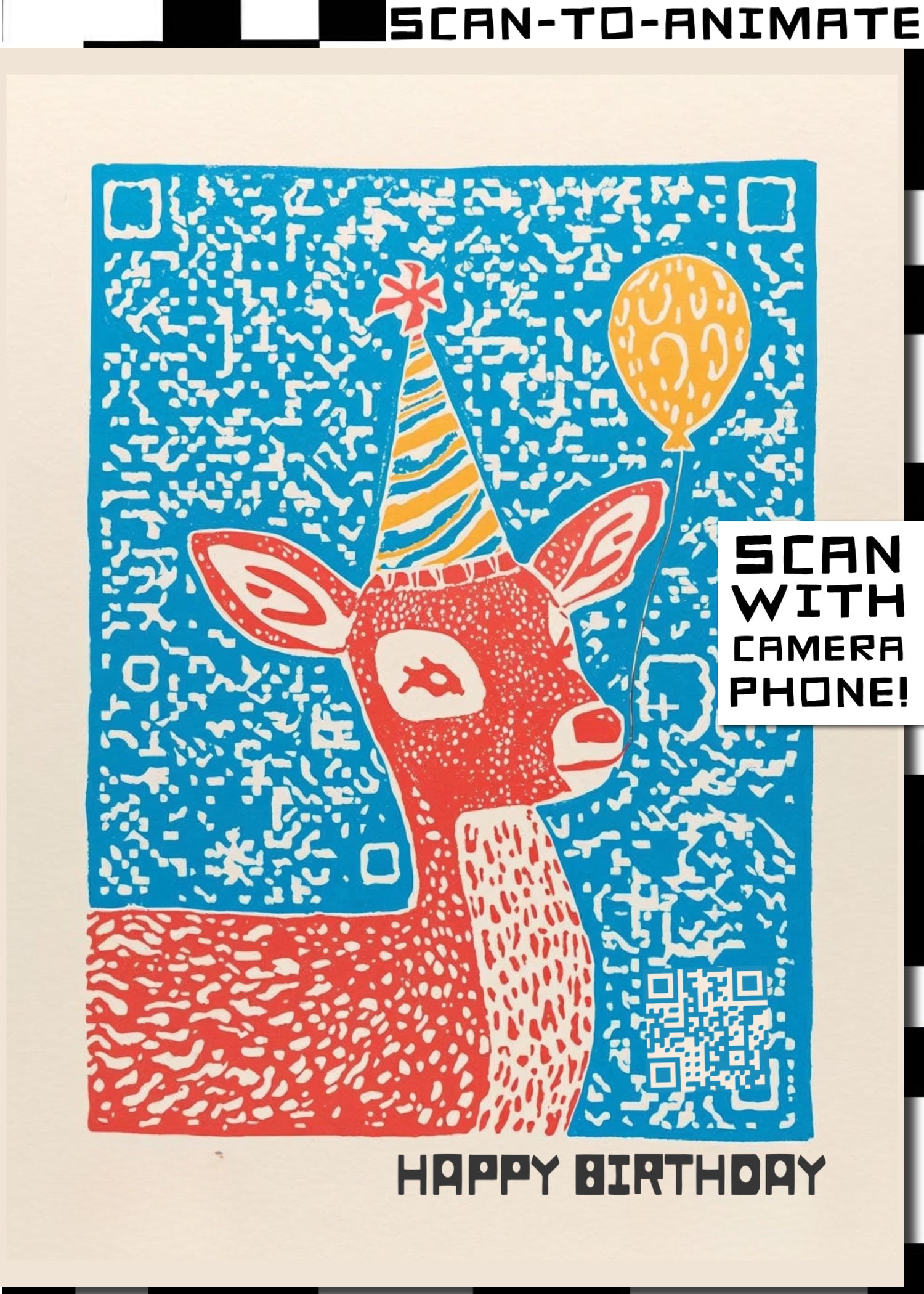 Q-ART Deer Happy Birthday Card