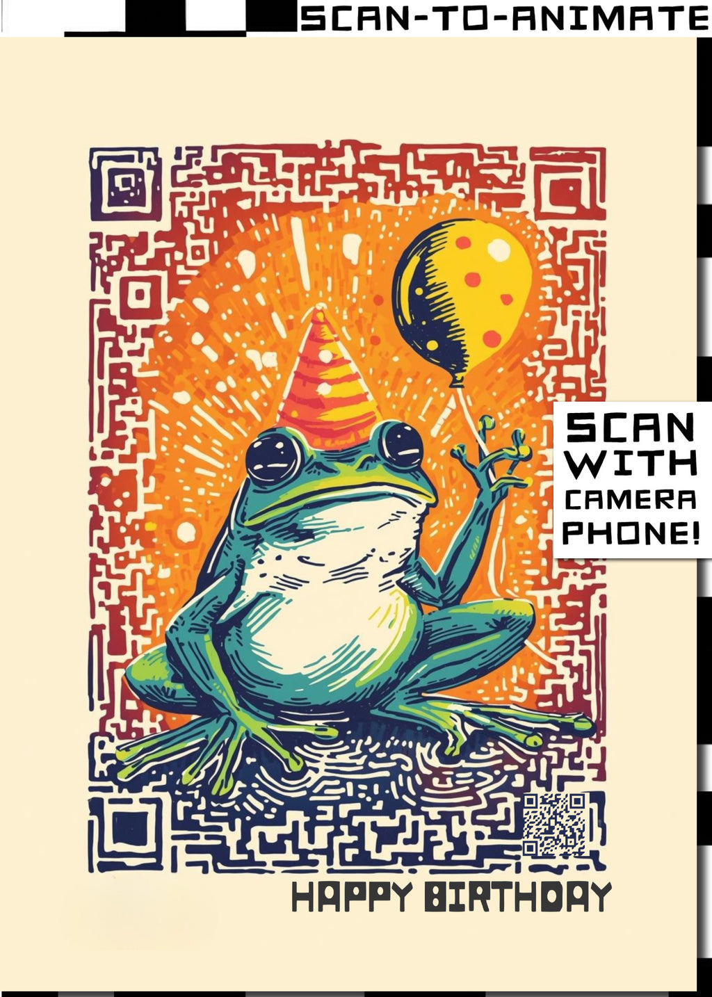 Q-ART Frog Happy Birthday Card