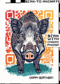 Q-ART Warthog Happy Birthday Card