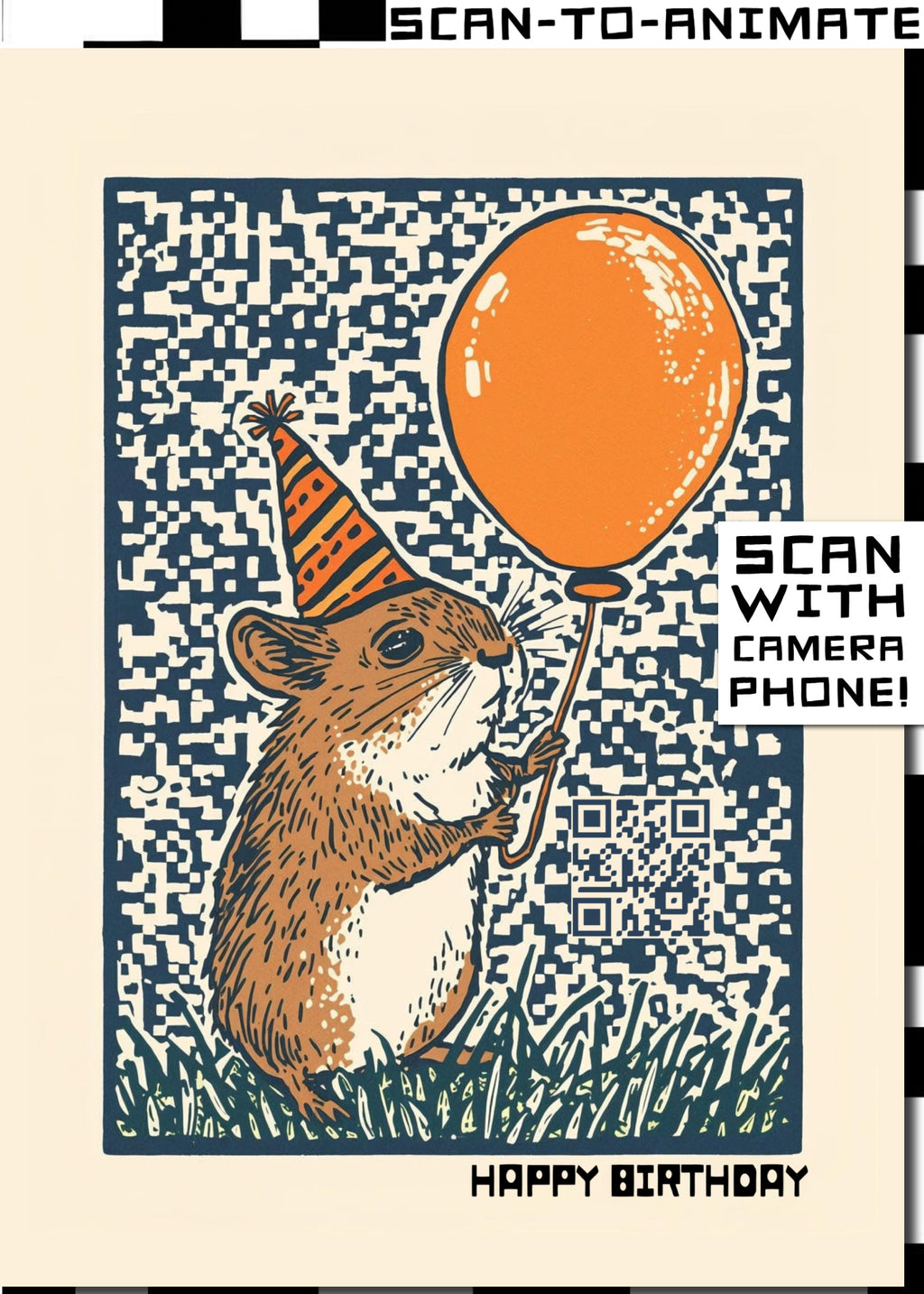 Q-ART Field Mouse Happy Birthday Card