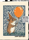 Q-ART Field Mouse Happy Birthday Card