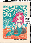 Q-ART Mermaid Happy Birthday Card