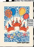 Q-ART Crabs Happy Birthday Card