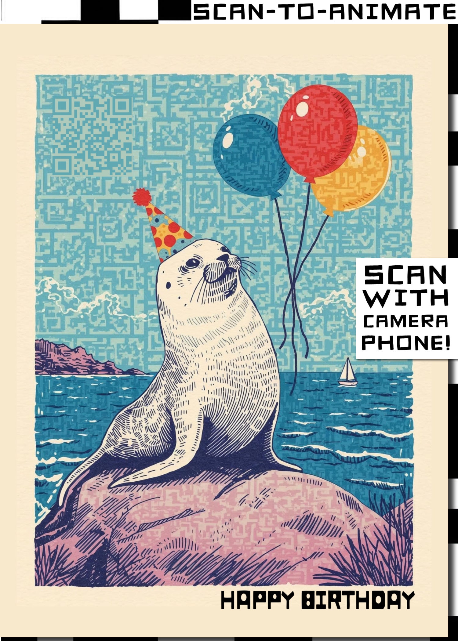 Q-ART Seal Happy Birthday Card