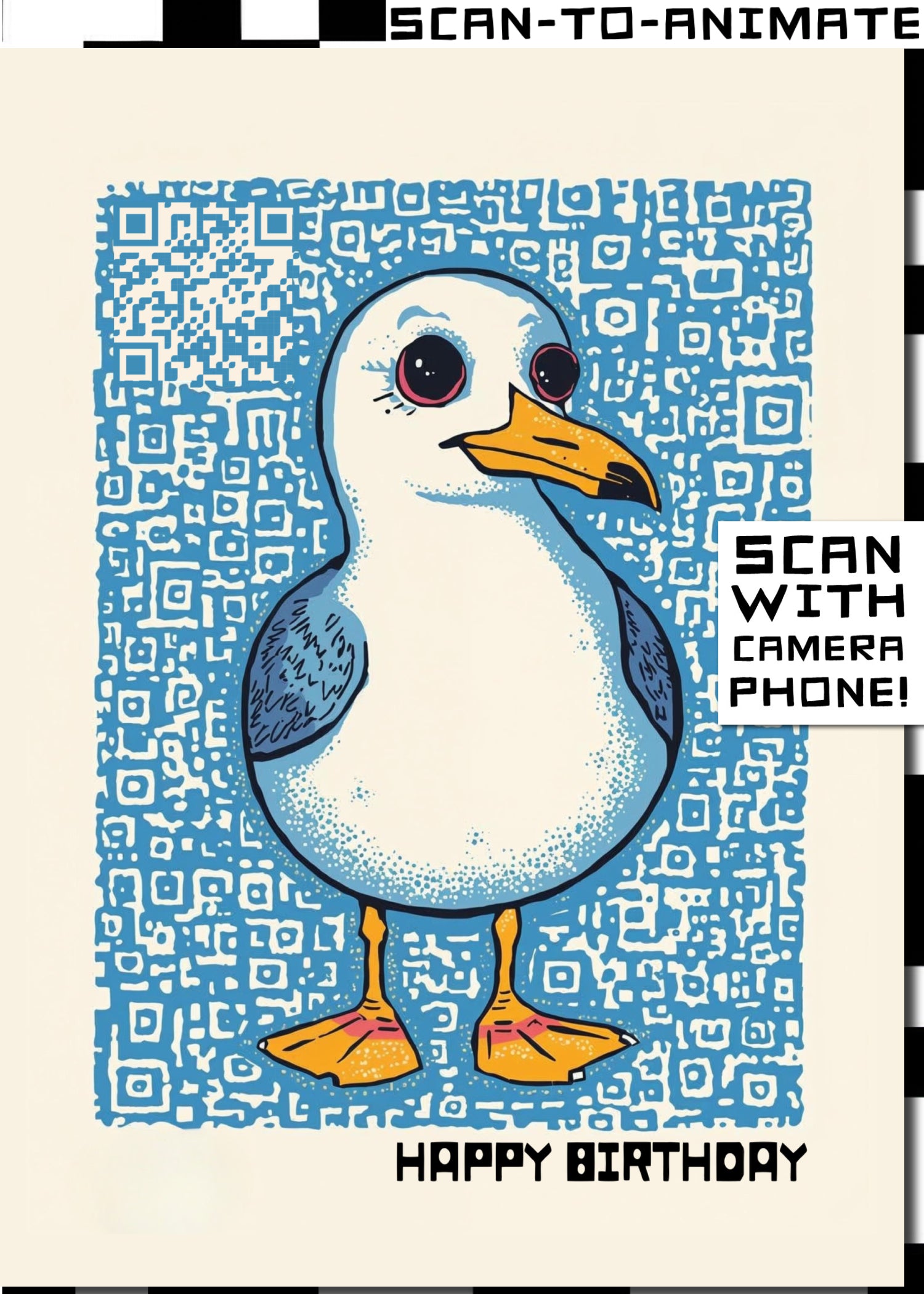 Q-ART Seagull Happy Birthday Card