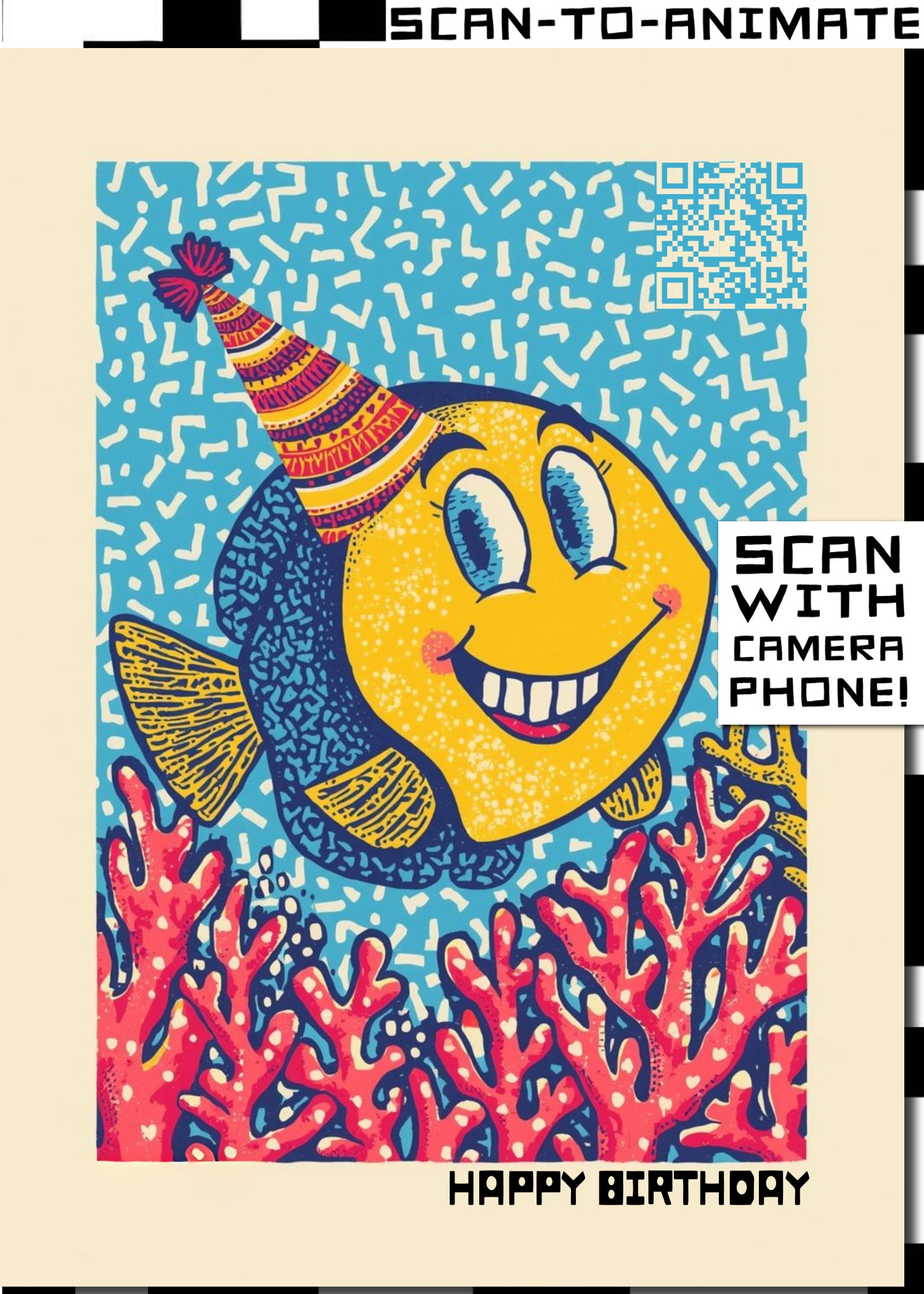 Q-ART Fish Happy Birthday Card