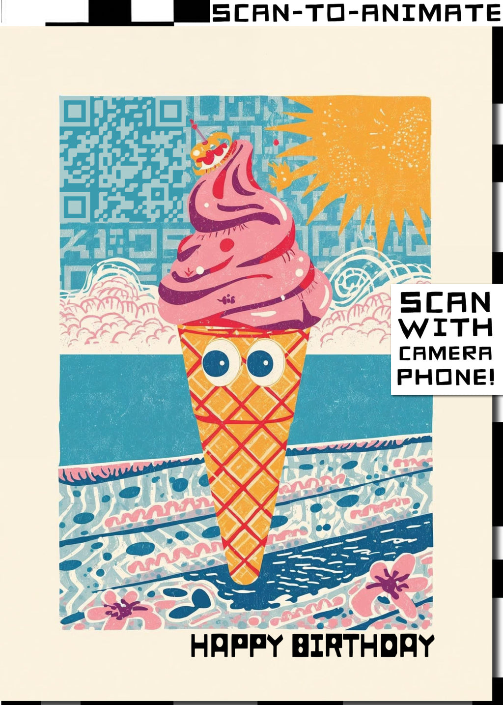 Q-ART Ice Cream Happy Birthday Card