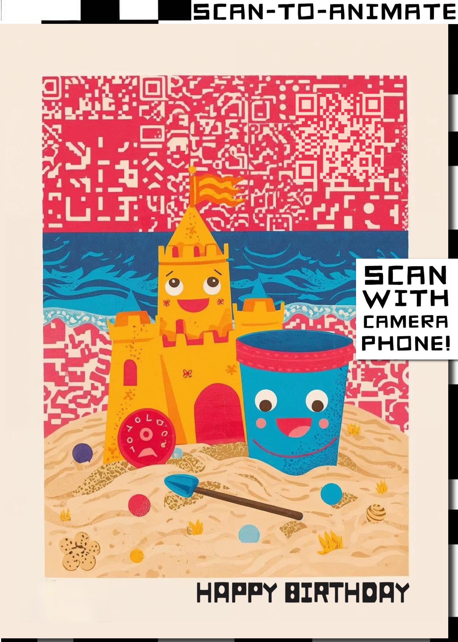 Q-ART Sandcastle Happy Birthday Card