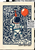 Q-ART Astronaut Happy Birthday Card
