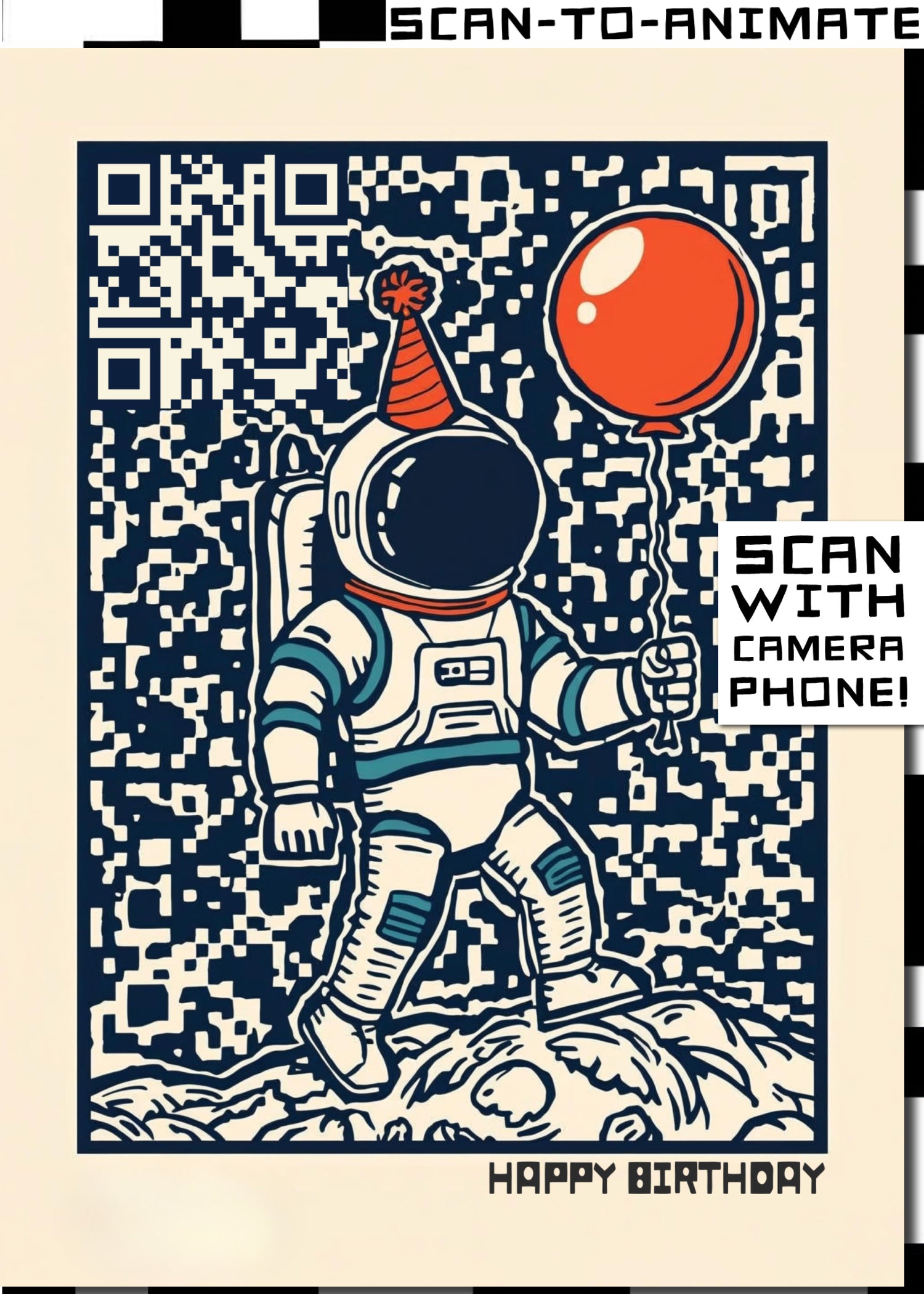 Q-ART Astronaut Happy Birthday Card