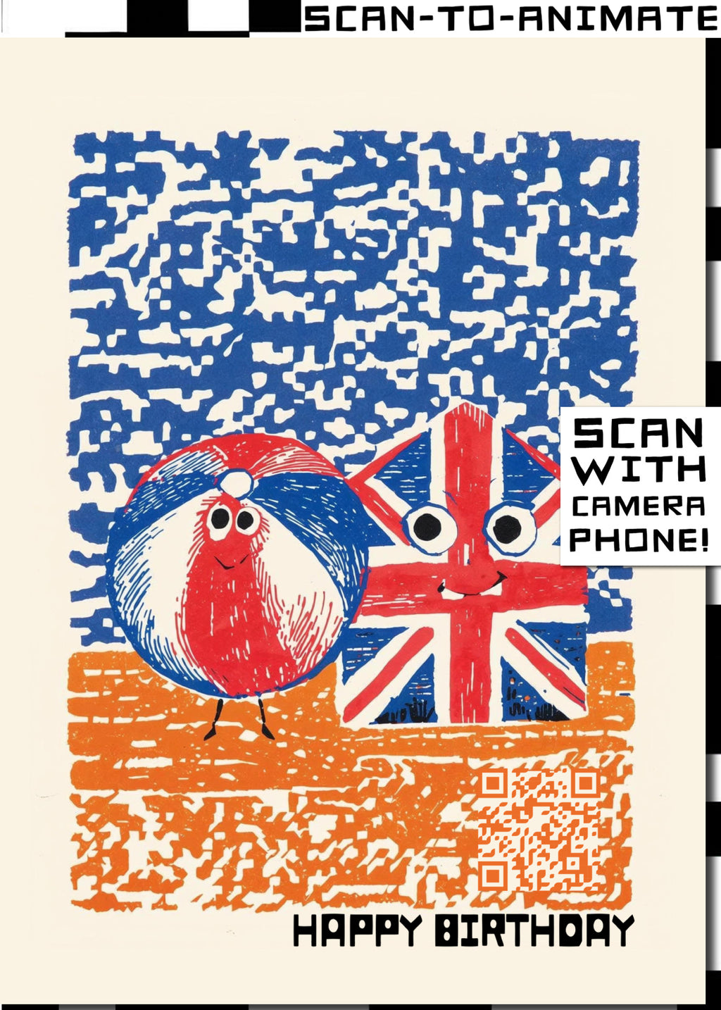 Q-ART British Beach Ball Happy Birthday Card