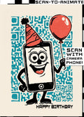 Q-ART Mobile Phone Happy Birthday Card