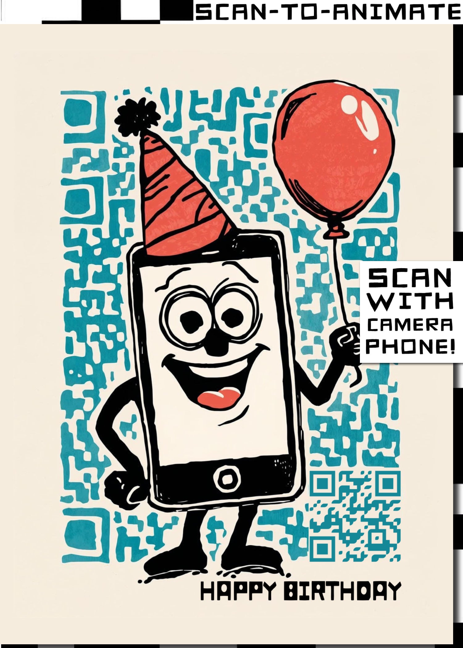 Q-ART Mobile Phone Happy Birthday Card