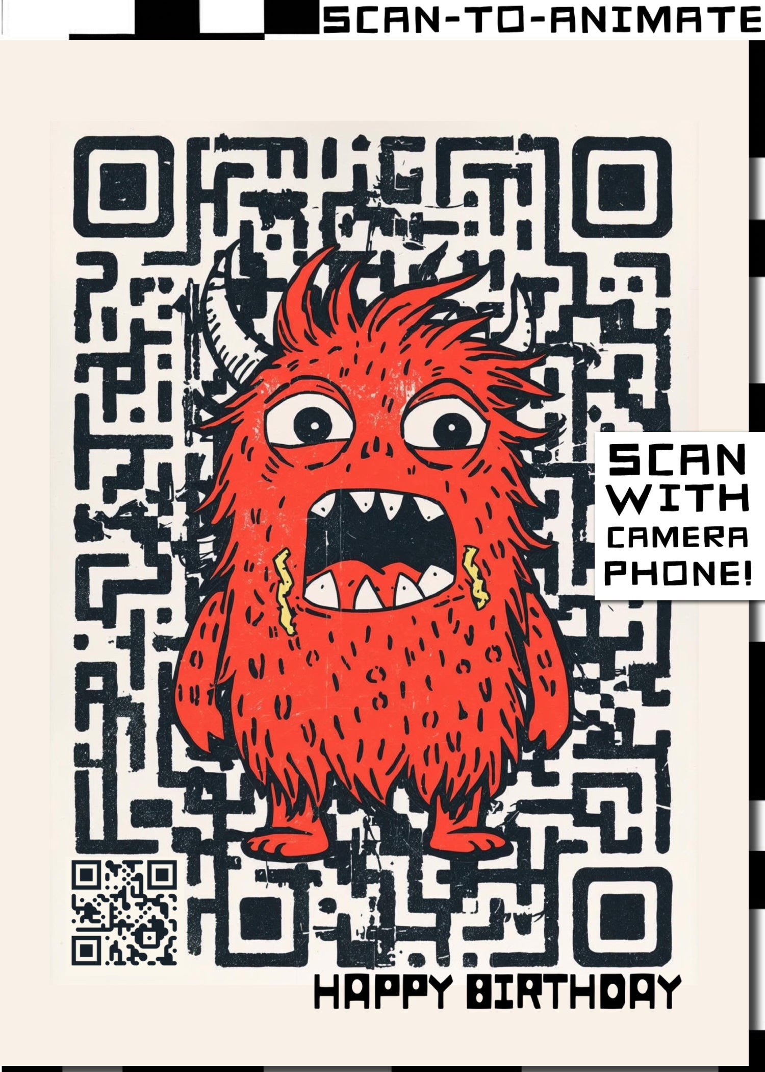 Q-ART Monster Happy Birthday Card
