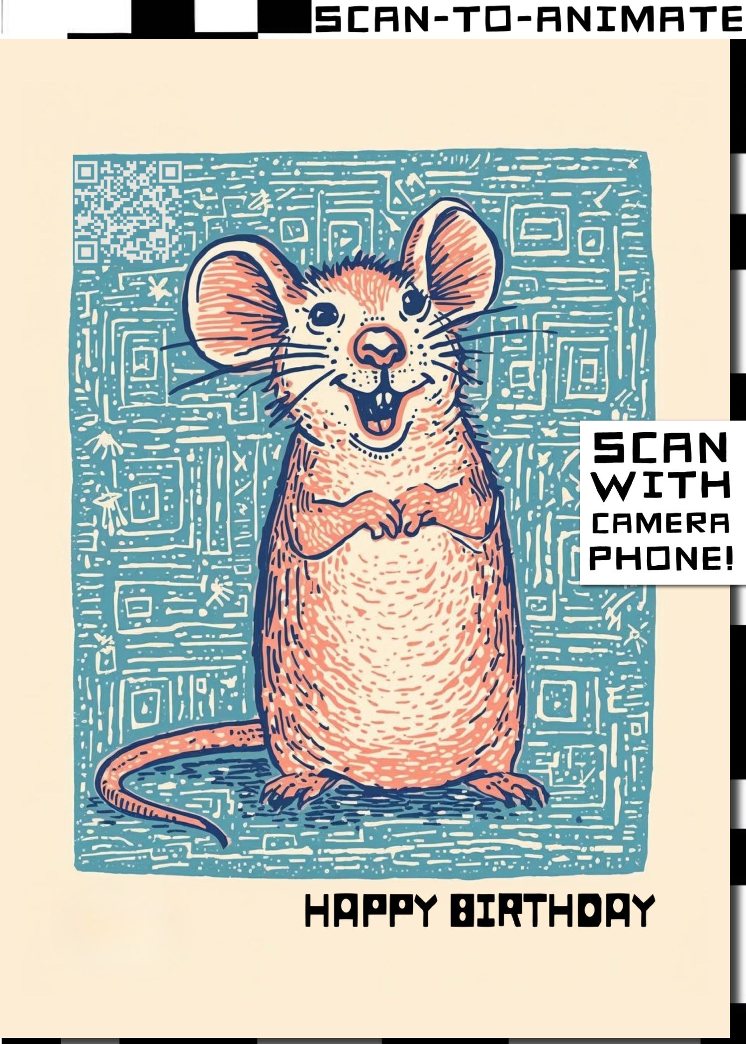 Q-ART Cheerful Mouse Happy Birthday Card