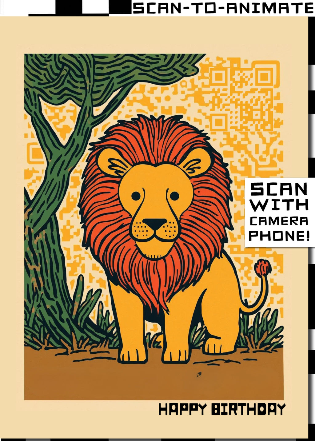 Q-ART Lion Happy Birthday Card