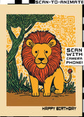 Q-ART Lion Happy Birthday Card