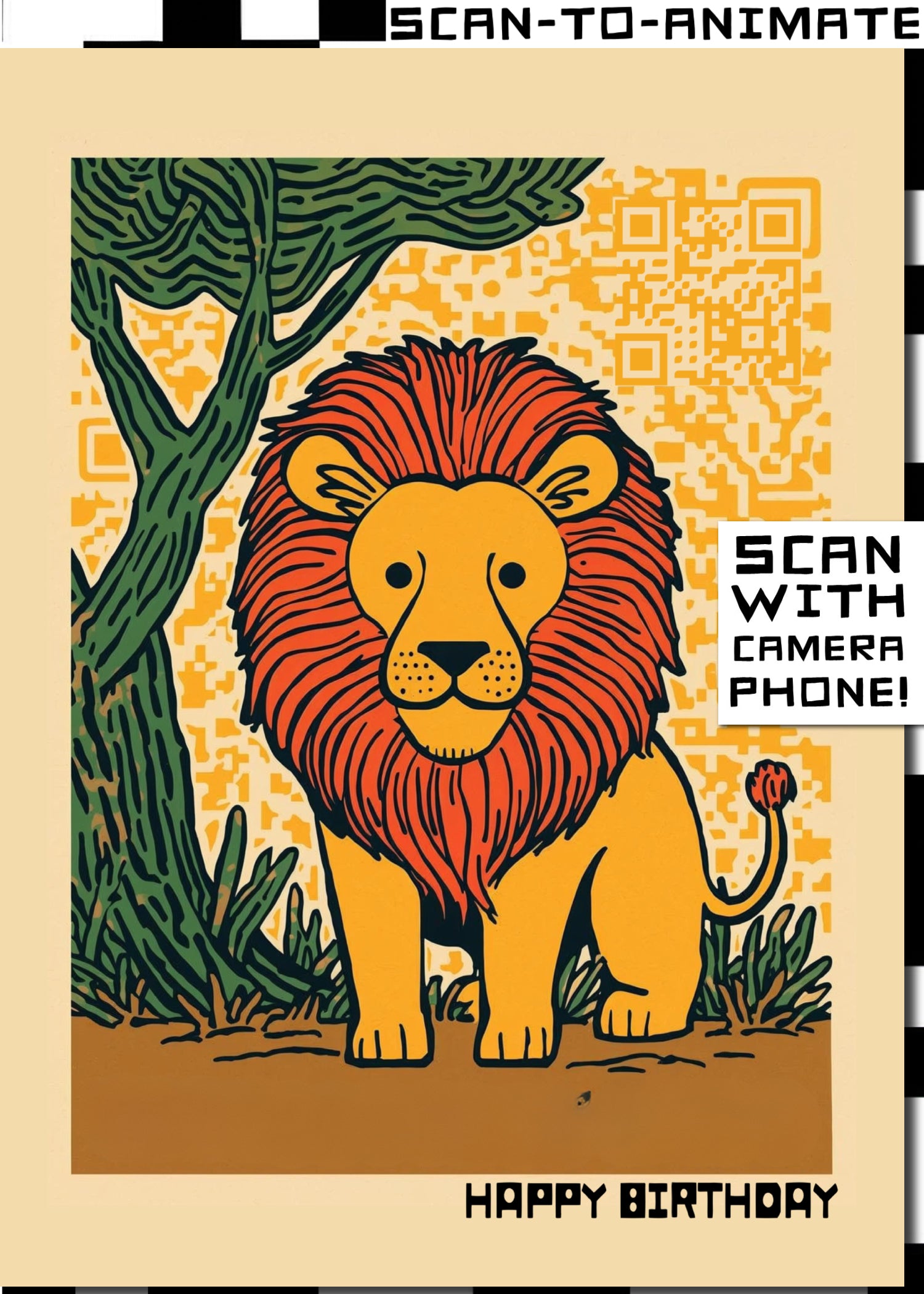 Q-ART Lion Happy Birthday Card