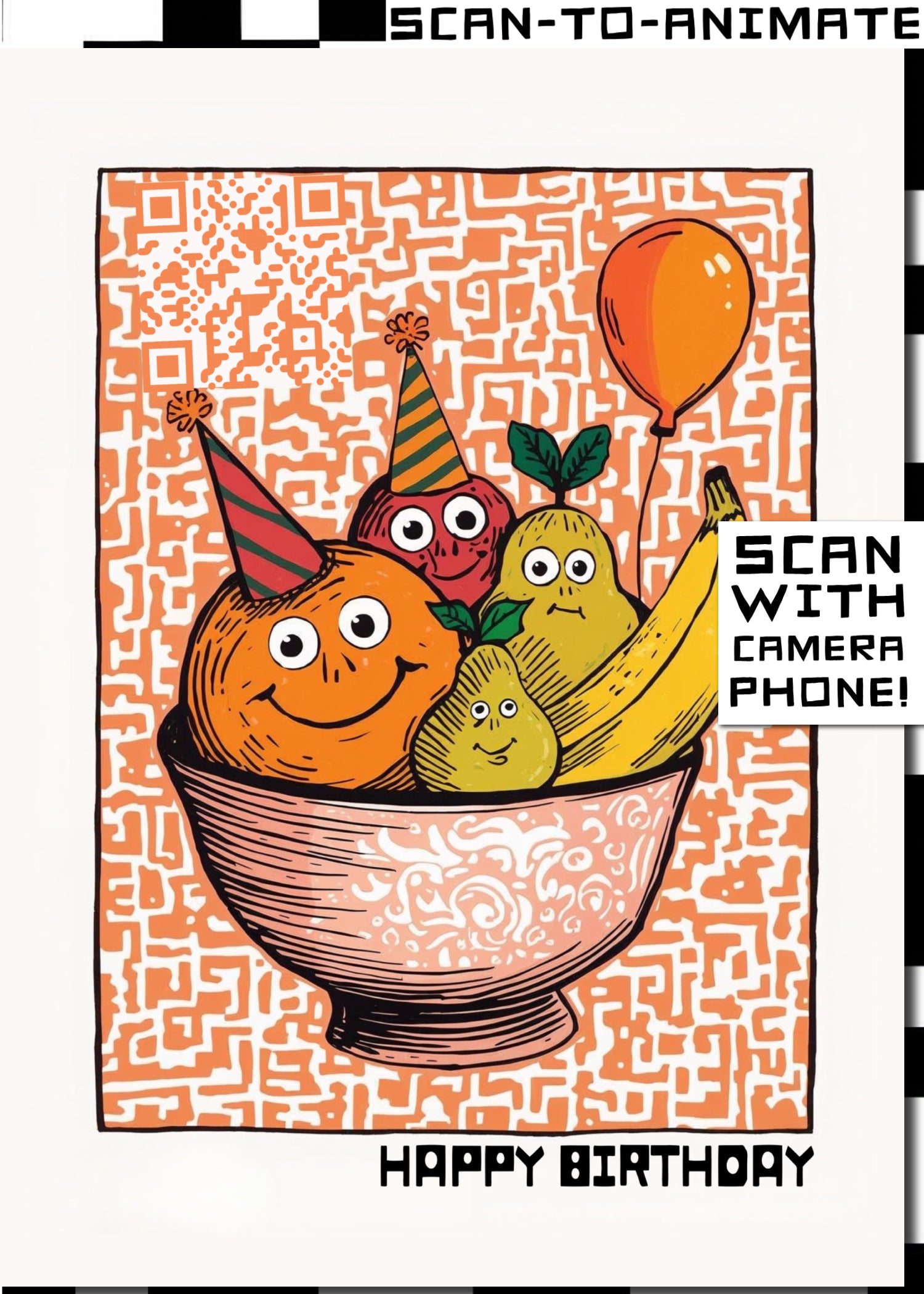 Q-ART Fruit Bowl Happy Birthday Card